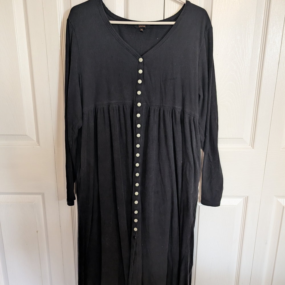 Cato Black Long Sleeve Dress with Button Detail